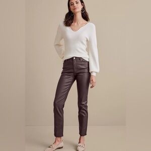 Soft Surroundings Ultimate Denim Coated Straight Leg Jeans Size 24W Dark Brown